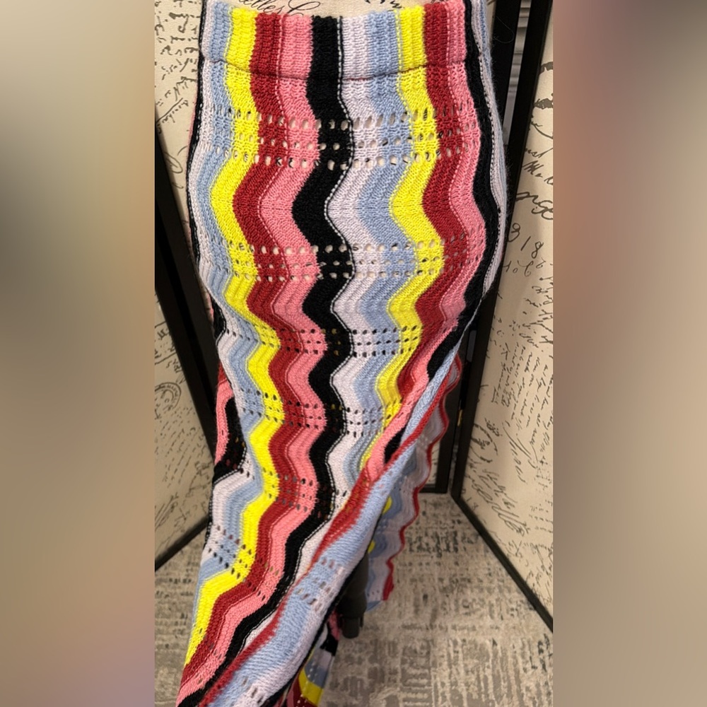 Multicolor Zigzag Patterned Crochet Maxi Skirt - image 5